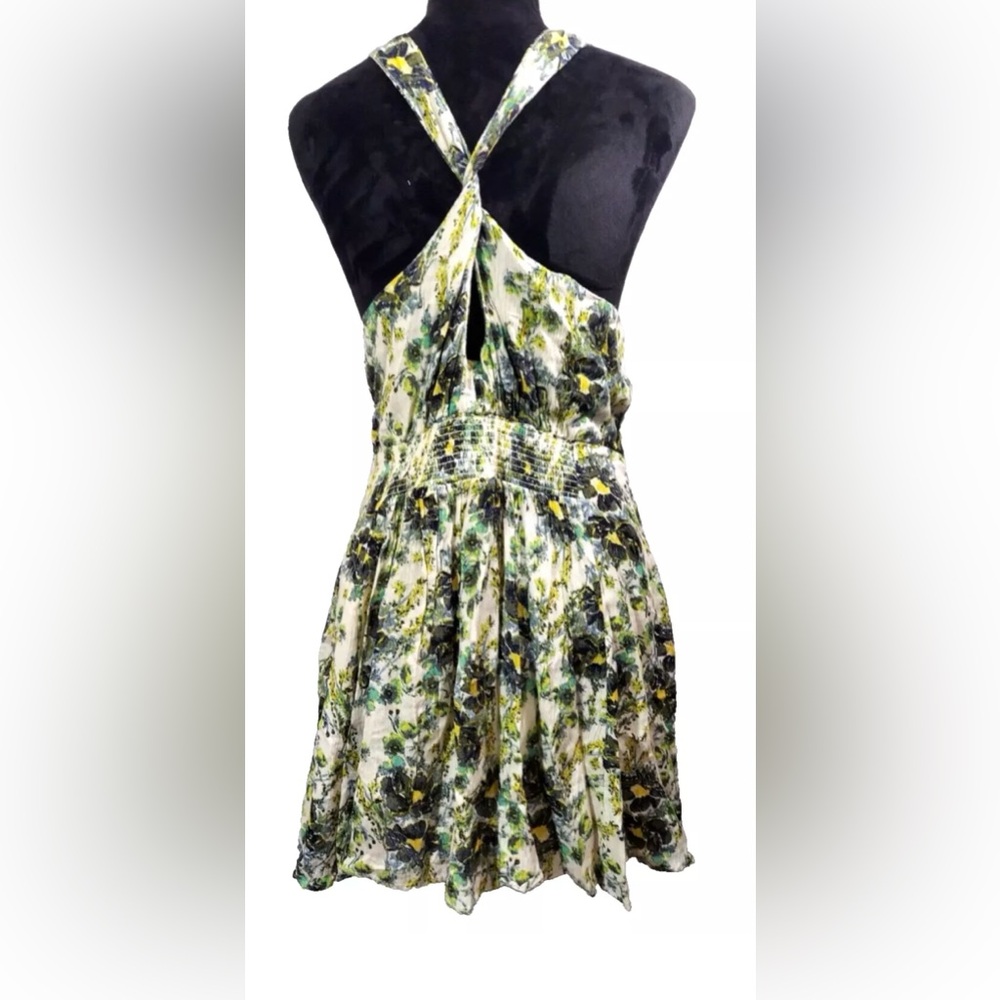 Free People Washed Ashore Printed Dress Ivory and Green Pre-loved MSRP $98 Sz S - Picture 8 of 10